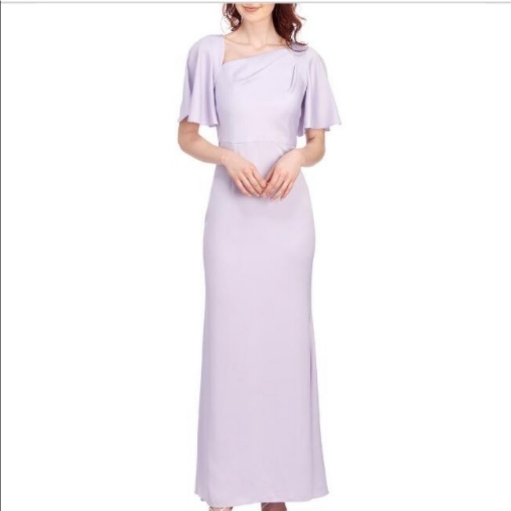 VINCE CAMUTO Asymmetrical Flutter Sleeve Gown, 4 - Picture 1 of 10